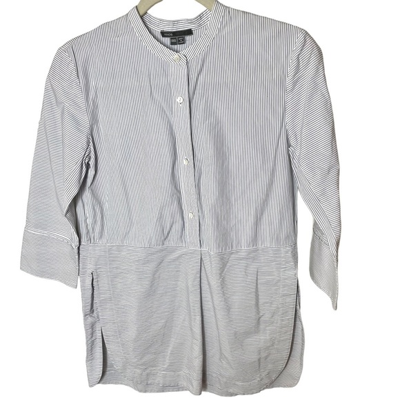 Vince Tops - Vince Blue White Pinstripe Cotton Tuxedo Split Hem Tunic Size Extra‎ Extra Small